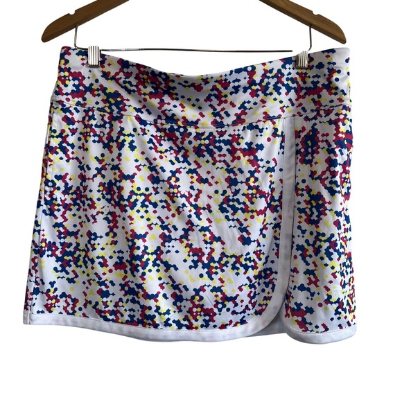 ben hogan Pants - Athletic Golf Tennis Skort Geometric Dot Print Multi Color White Large‎